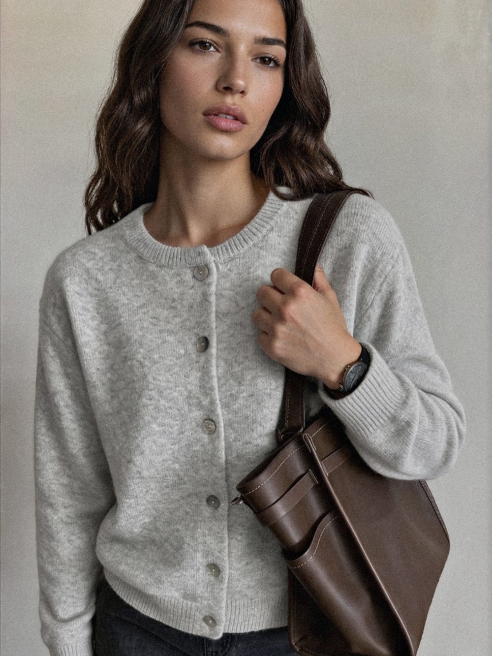 Crew Neck Button-Down Cardigan